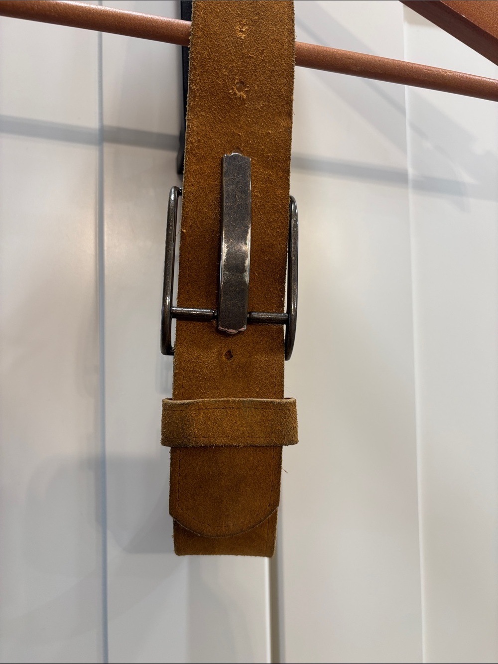 boho Suede Tan Belt with Metal Buckle